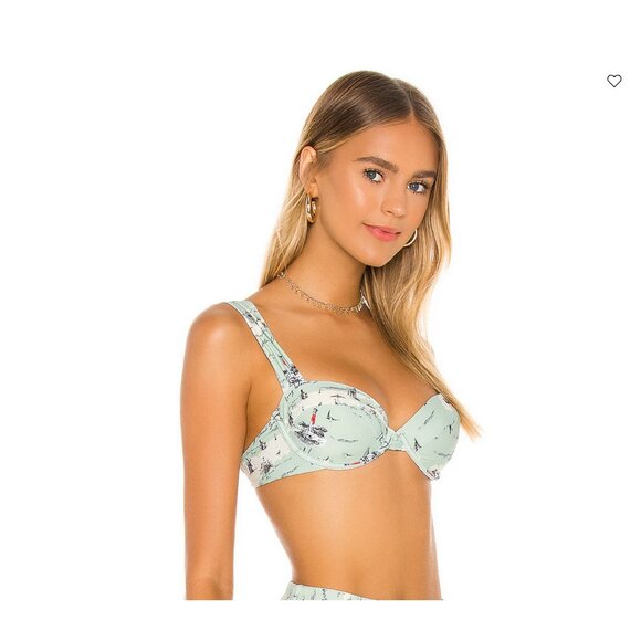 NEW $95 We Wore What Claudia Bikini Top Size Large Hamptons Map - Picture 2 of 9